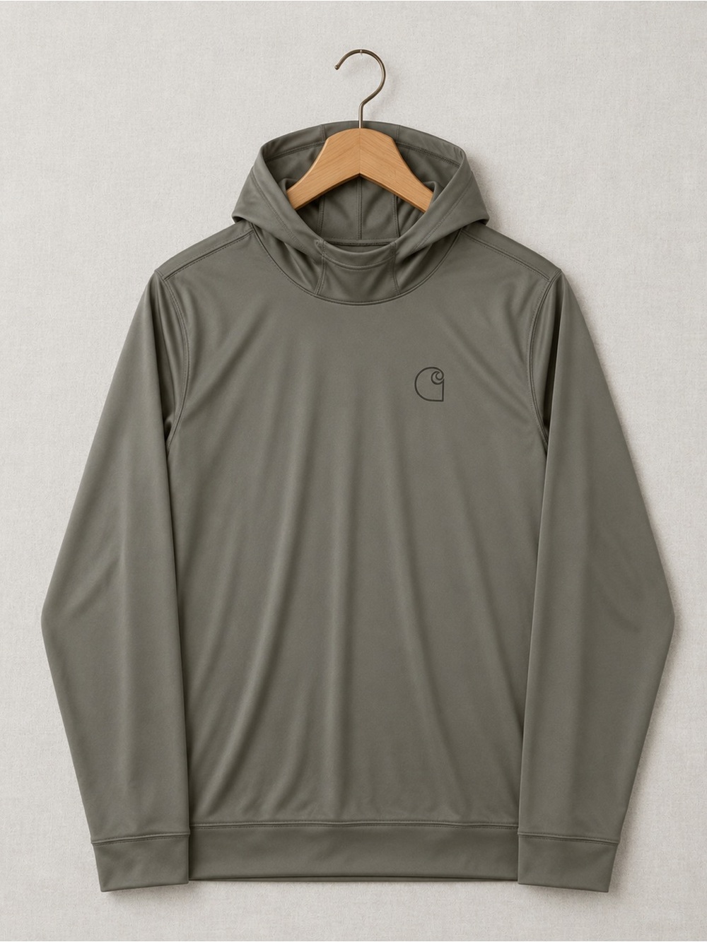 Carhartt Olive Green Hooded Performance Long-Sleeve Shirt
